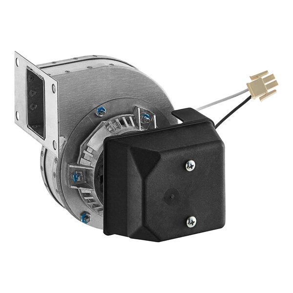 A Frymaster blower assembly with a black metal cover.
