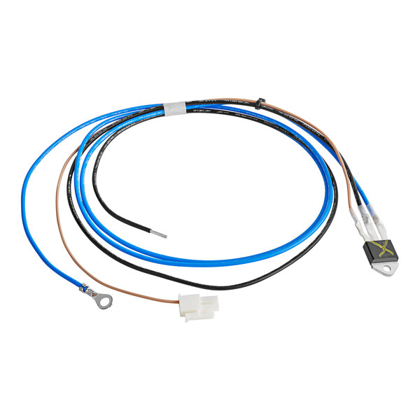 A blue and white wire harness for a Bunn Triac.