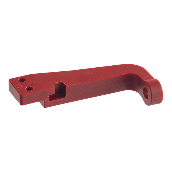 A red plastic Hobart extension bracket with holes.