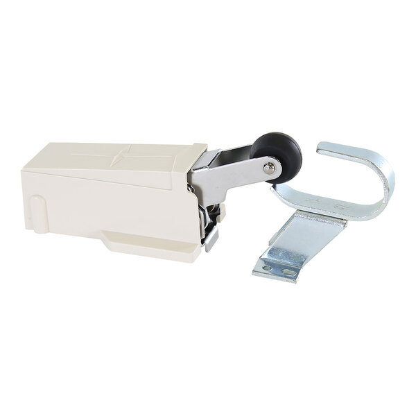 A Kason 1093-000004 door closure with a metal mounting bracket and a plastic housing.