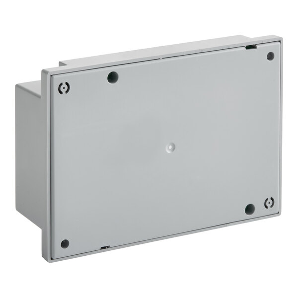 A rectangular gray ignition module with a flat front panel and four corner screw holes.