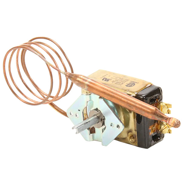 A small metal device with a copper wire attached.