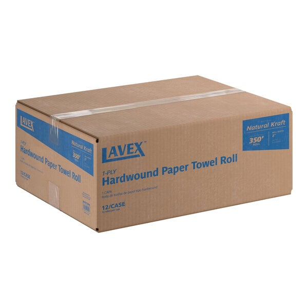 Lavex Natural Kraft Hardwound Paper Towel, 350 Feet / Roll - 12/Case