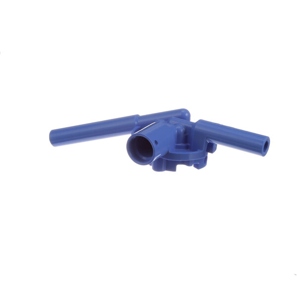 A blue plastic Taylor inlet adapter with two nozzles.