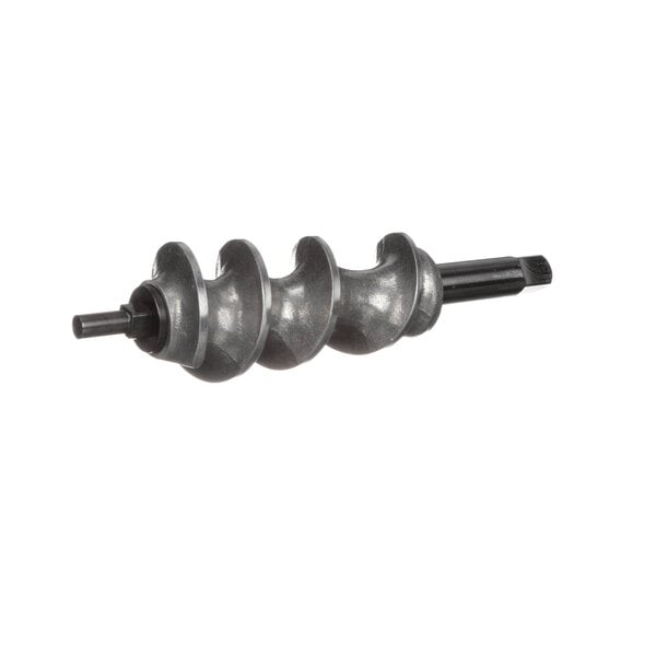 The Univex worm and drive shaft for a meat grinder, a metal spiral with a black tip.