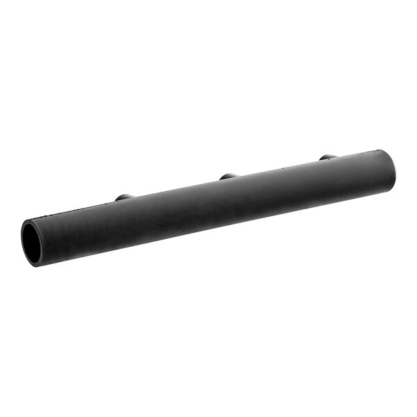 A black pipe with holes on a white background.