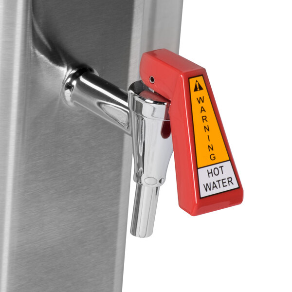 A Bunn BrewWISE Dual ThermoFresh DBC brewer faucet with a red handle.