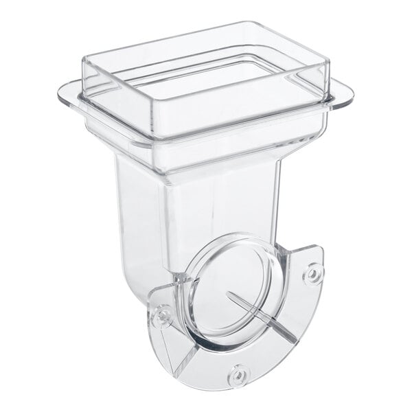 A clear plastic spout attachment for a Hoshizaki ice machine.