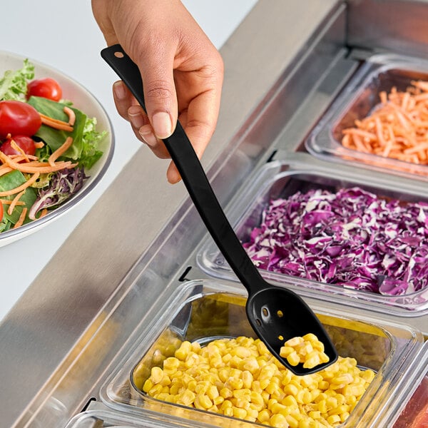 Cambro SPOP10CW 0.75 oz. Black Camwear Perforated Salad Bar / Buffet Spoon