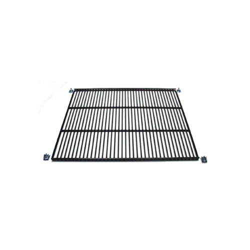a black metal grate with screws