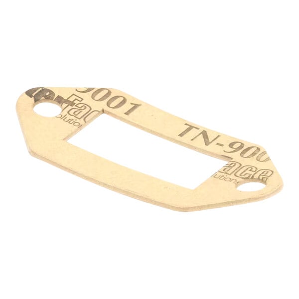 A gold rectangular metal plate with the words "Montague 30924-9 Burner Gasket" in white text.
