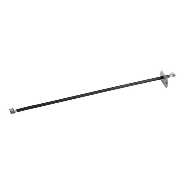 A black metal rod with a metal bracket.