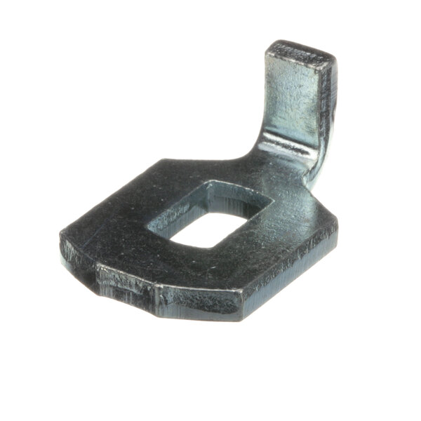 A metal Hatco stop plate with a hole in it.