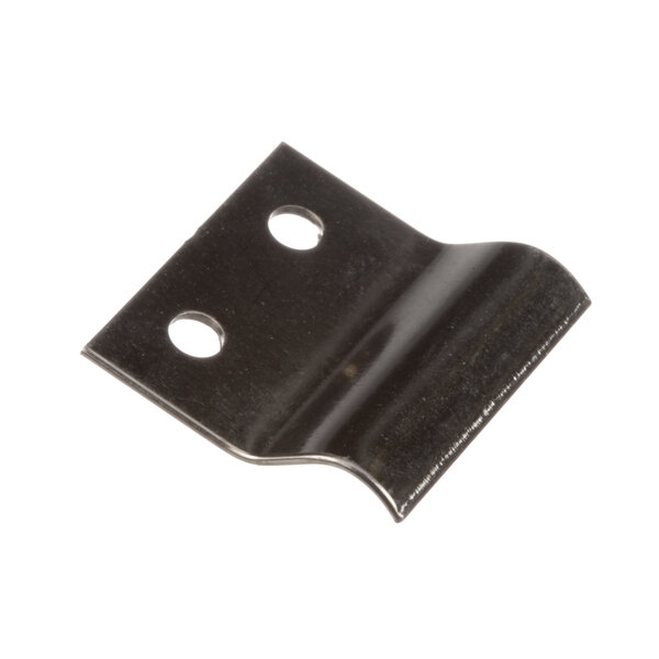 A black metal Southbend door strike catch with holes on the side.