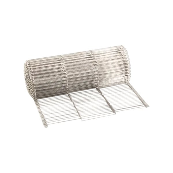 A roll of metal rods on a white background.