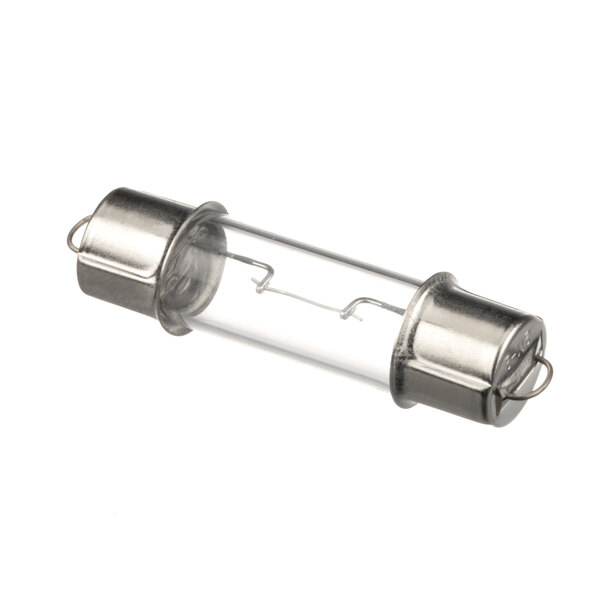 A Groen 112733 light bulb, a silver metal tube with a glass cap.