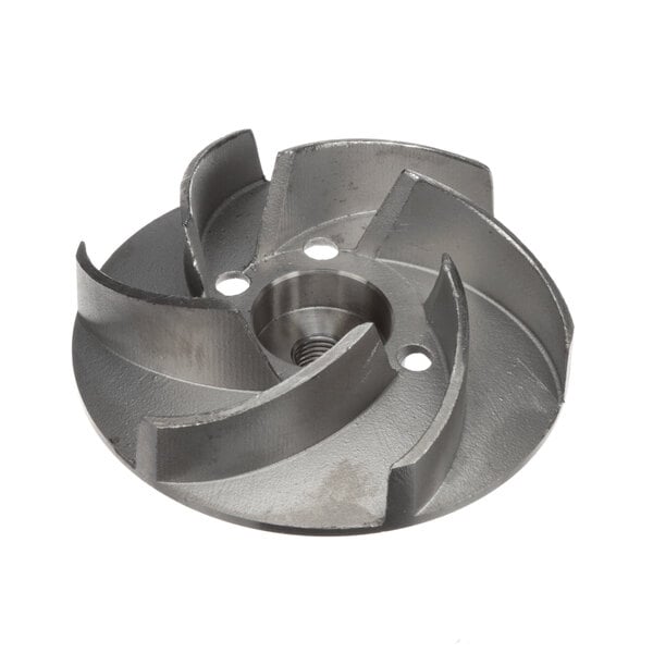 A close-up of a Champion 113603 metal impeller with two holes.