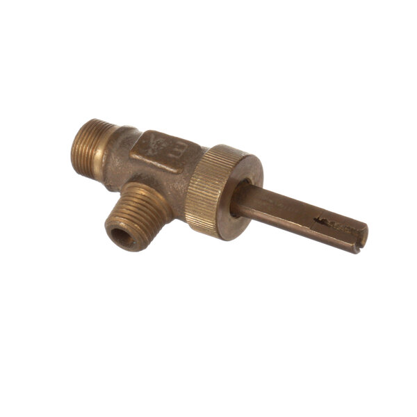 A close-up of a brass US Range M-40 valve.