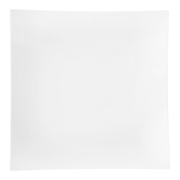 A plain white, square-shaped platter with slightly upturned edges.