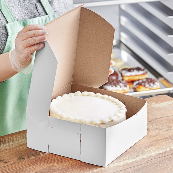9 x 9 x 4 White Customizable Cake Bakery Box 10 Pack