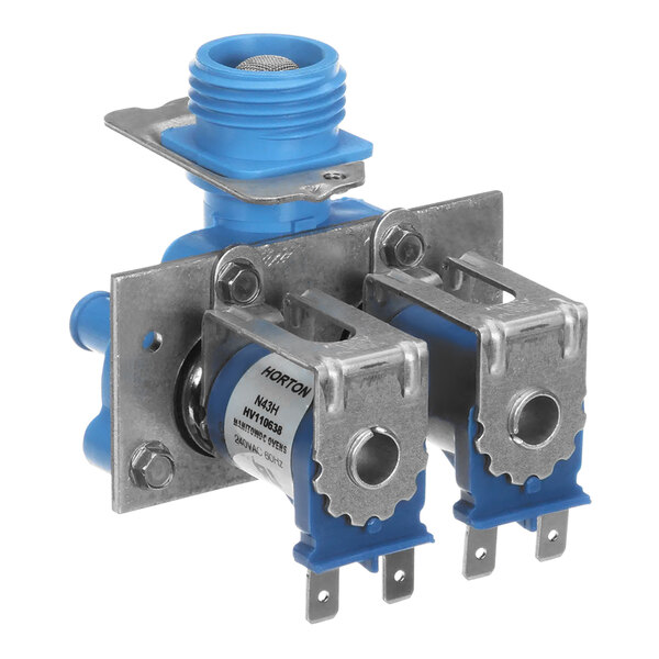 A blue and silver metal Convotherm 2-way solenoid valve.