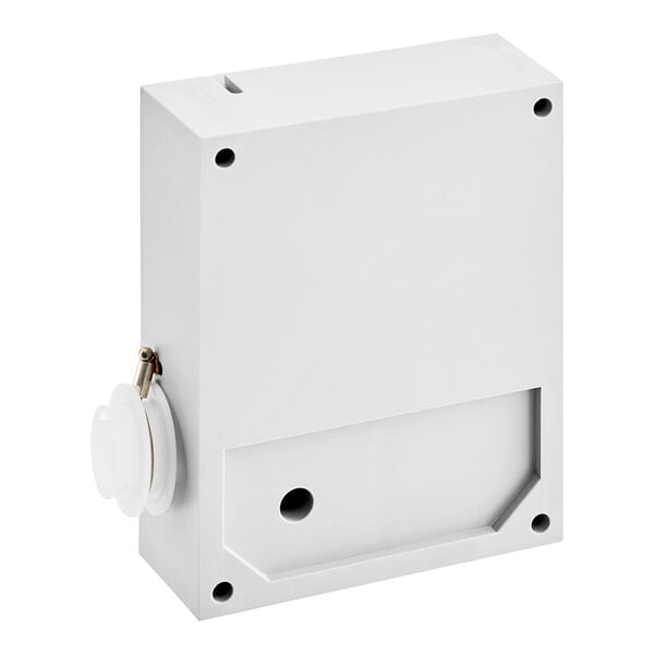 A white rectangular box with a hole in the top.
