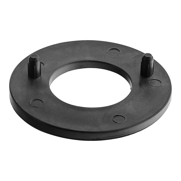 A black round plastic detent plate with two screws.