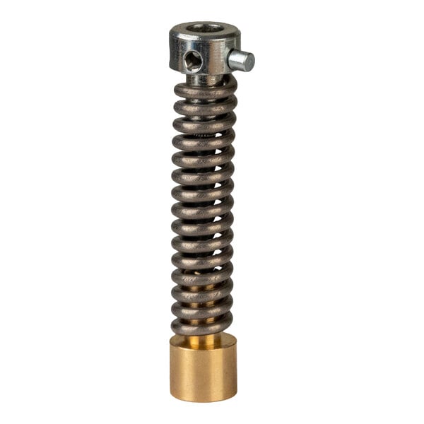 A metal spring cartridge kit with a coiled spring, a brass base, and a metal cap with a screw.