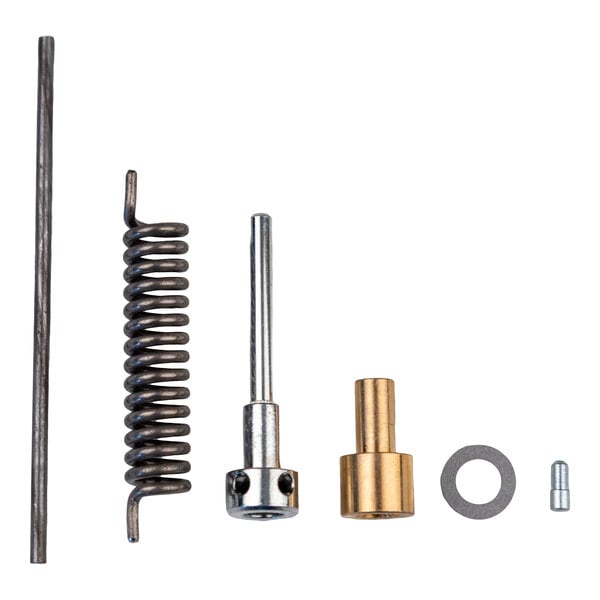 A Kason® 1216-000027 spring cartridge kit consisting of various metal components including a rod, spring, shafts, washer, and small fittings.