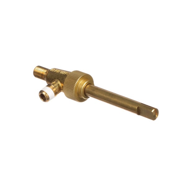 A close-up of a brass Montague valve with a white and black tube.