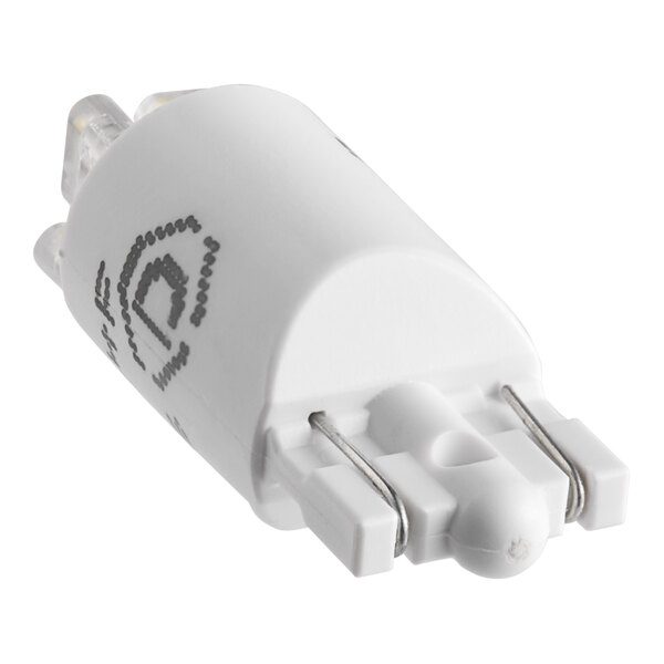 A white Manitowoc Ice lightbulb with a black logo.