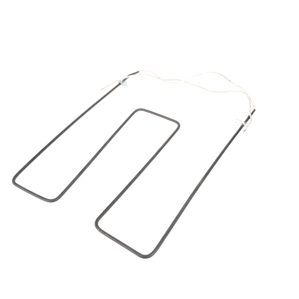 A pair of NU-VU convection oven heating elements with a wire and small hook.