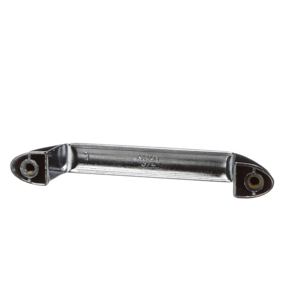 A BevLes metal handle with two holes.