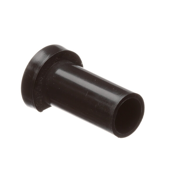 A black nylon bushing with a hole.