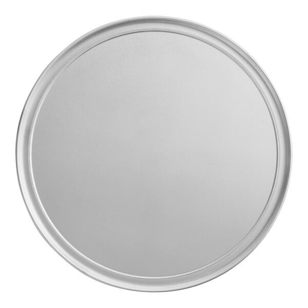 An American Metalcraft aluminum pizza pan with a wide rim.