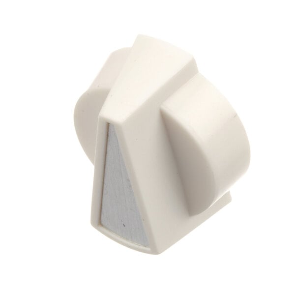 A white plastic timer knob with a triangle on it.