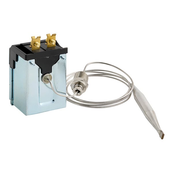 An American Range thermostat with wires attached to it.