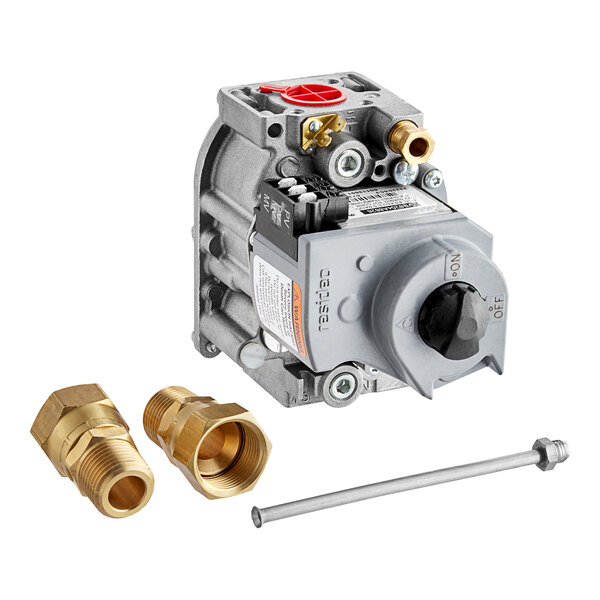 A Pitco gas valve with brass fittings.