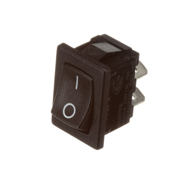 A black toggle switch with white text on the button.