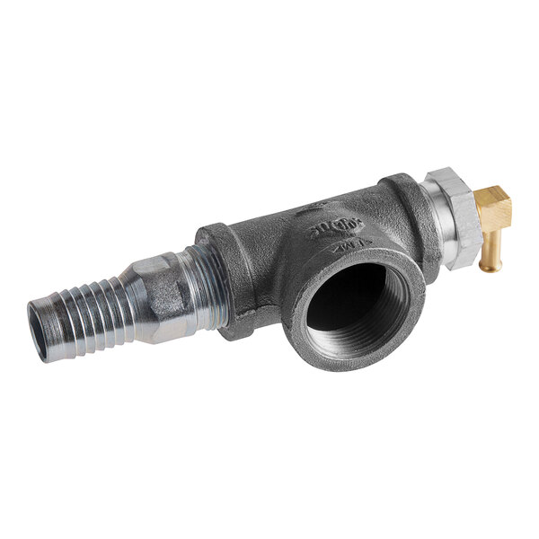 A Cleveland Gemini 10 gas valve with a brass handle and nozzle on a metal pipe.