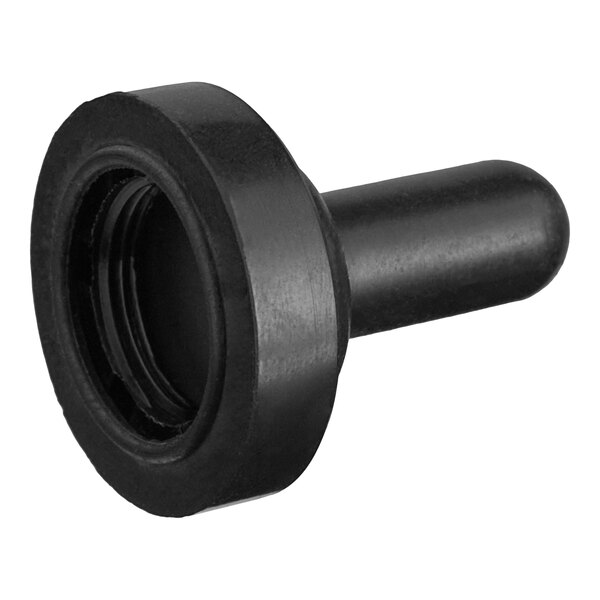 A black plastic nut with a black rubber cap for a Hamilton Beach milkshake machine.