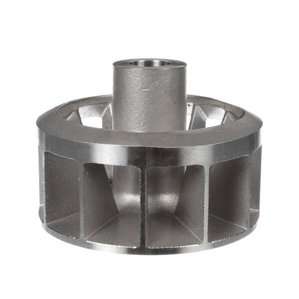 A metal Power Soak impeller with 12 blades and a hole in the center.