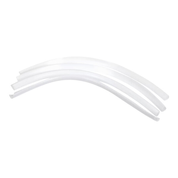 A set of three curved silicone gaskets.