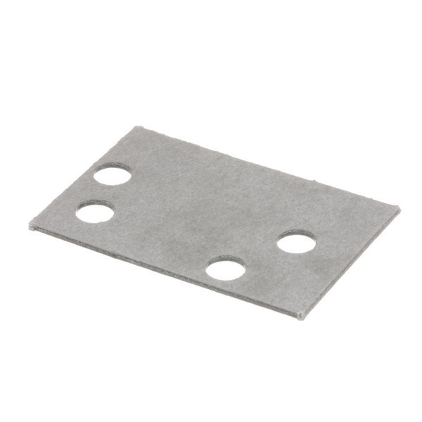 A grey rectangular metal plate with holes.