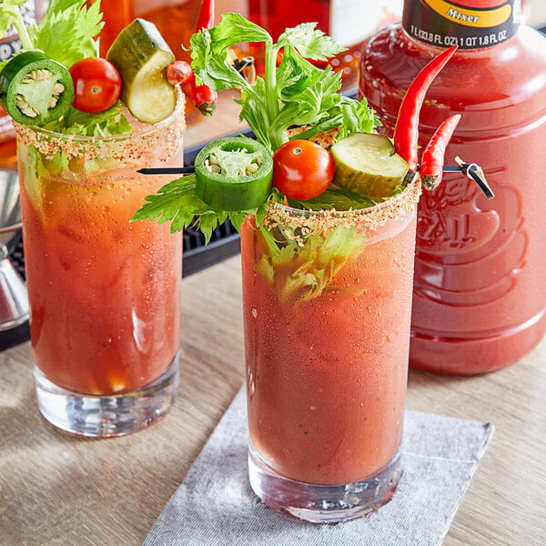 Two bloody mary cocktails