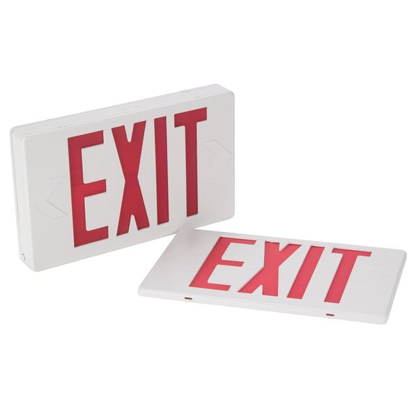 Lighted Exit Sign with Illuminated Double Face, Red Letters and Battery