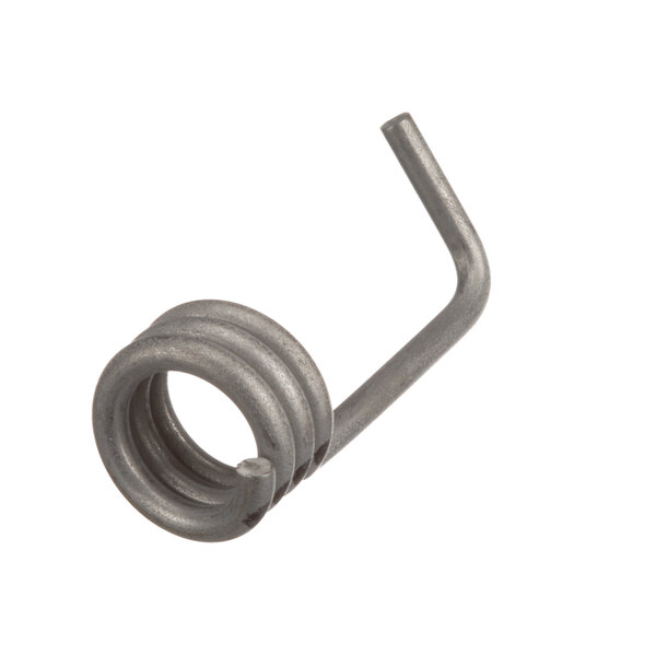 A close-up of a Groen metal spring with a small hole in it.