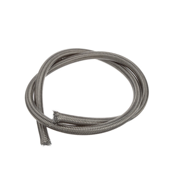 A close-up of a Market Forge stainless steel braided hose.