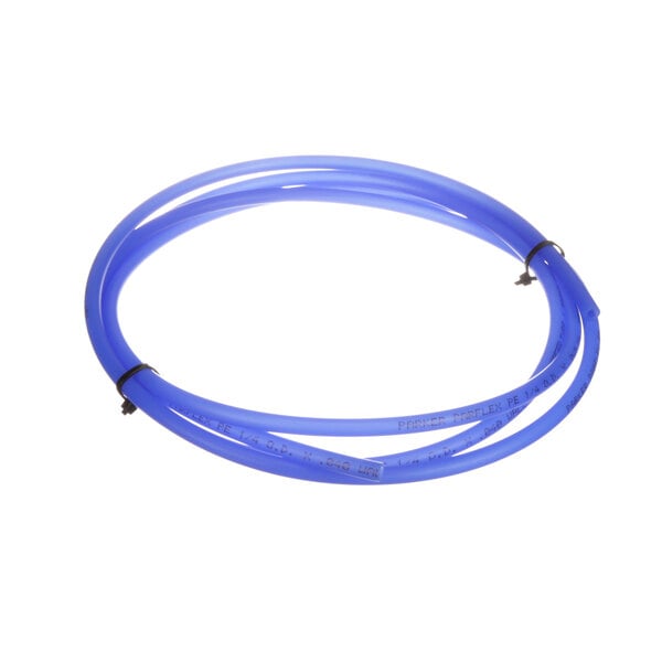 A blue Hobart tubing with two ends on a white background.