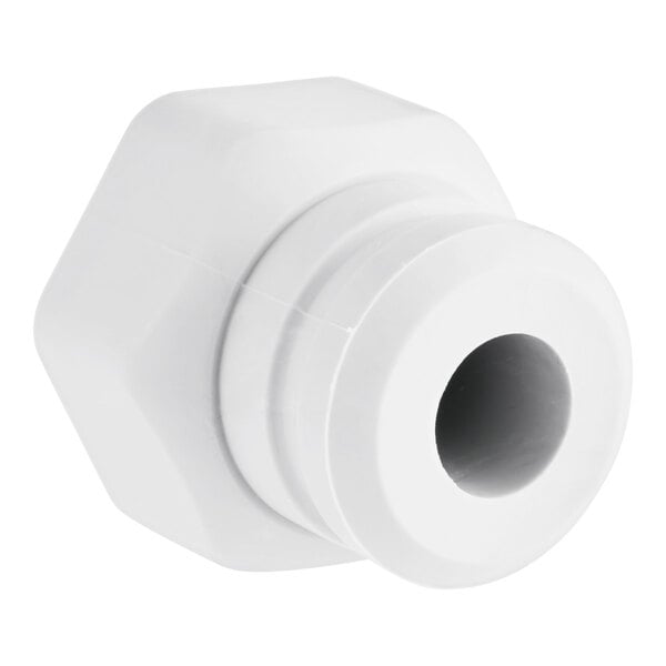 A white Hobart wash arm plug with a hexagonal base and a central hole.